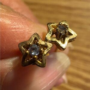 Yellow Gold, Natural Tanzanite & Star Stud
Earrings Minimalist Small. New🌟💎🌟
